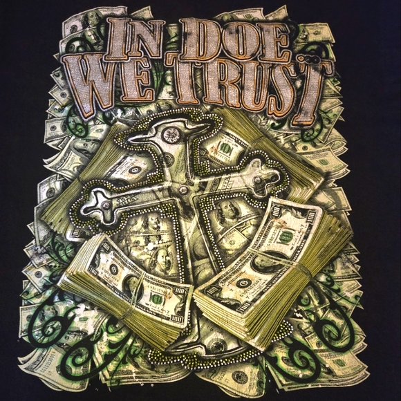 FUYA - In Doe We Trust shirt 3XL beaded sparkle glitter hip hop RARE graphic tee - Picture 7 of 9